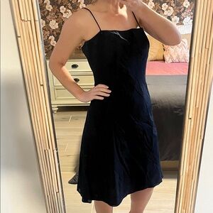 Ann Taylor Classic Navy Blue Cotton Dress